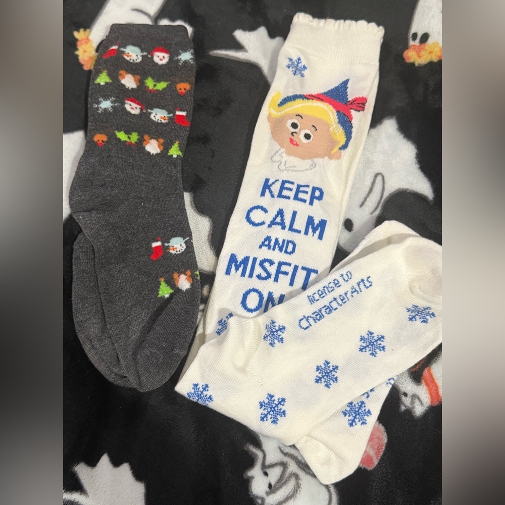Women’s Christmas socks One calf & one knee high Festive designs on all! Women’s